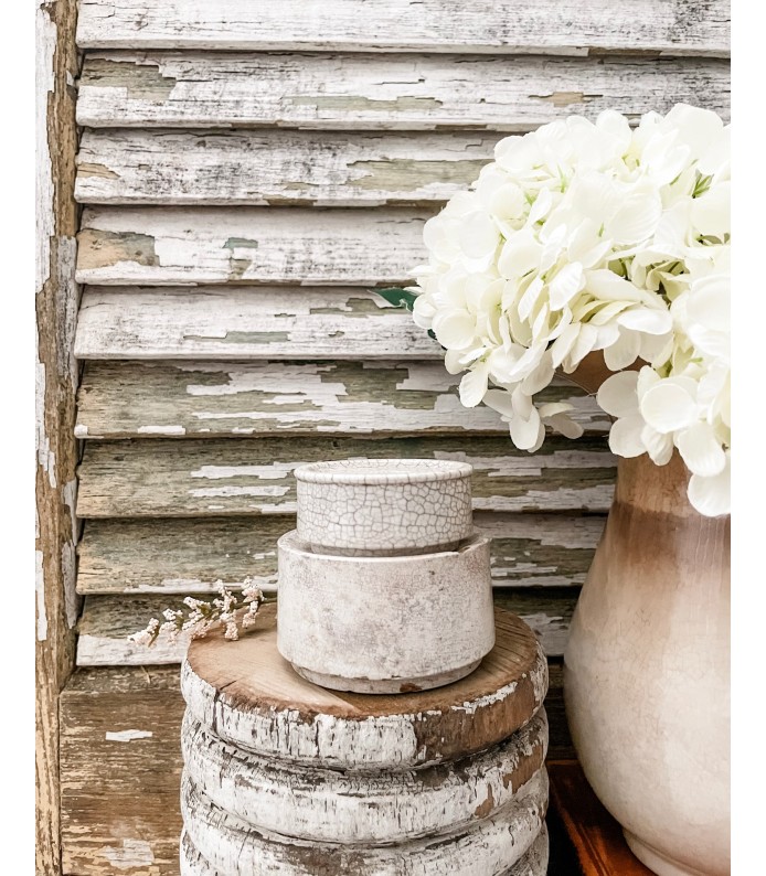 Antique Ironstone Crazed risers, stack of 2- Beautiful crazing